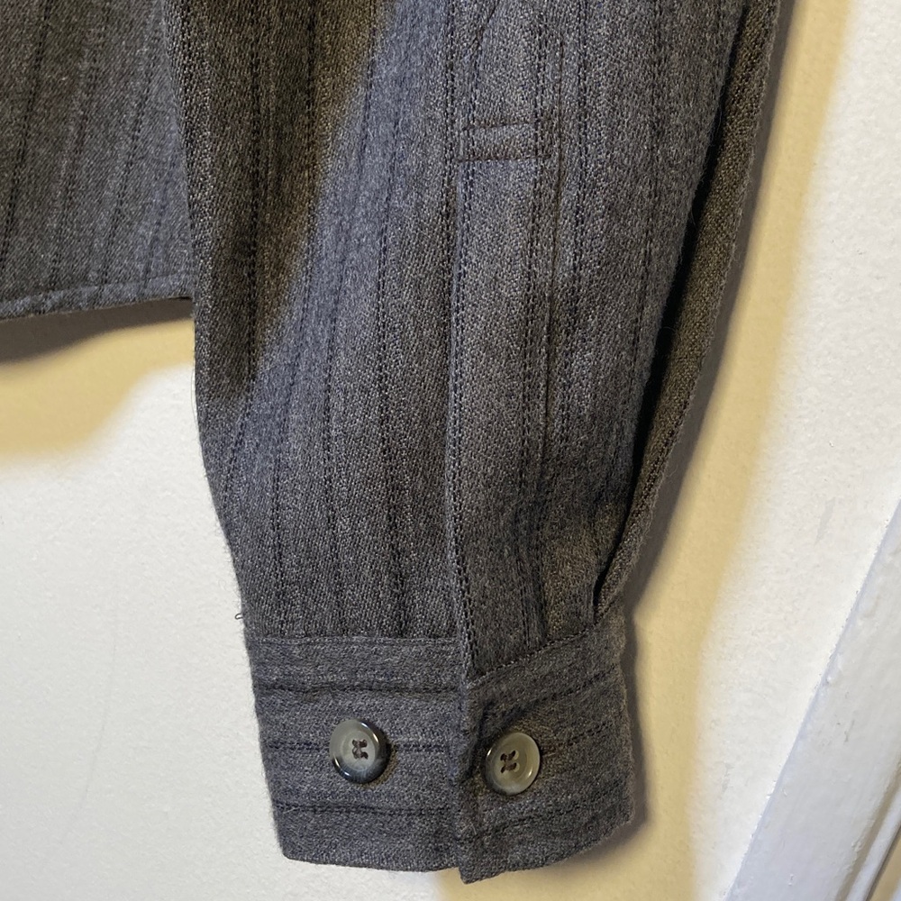Y2K Harve Benard Wool Cropped Shacket 12 Pinstripe Charcoal Gray Stockholm Style - Picture 8 of 9